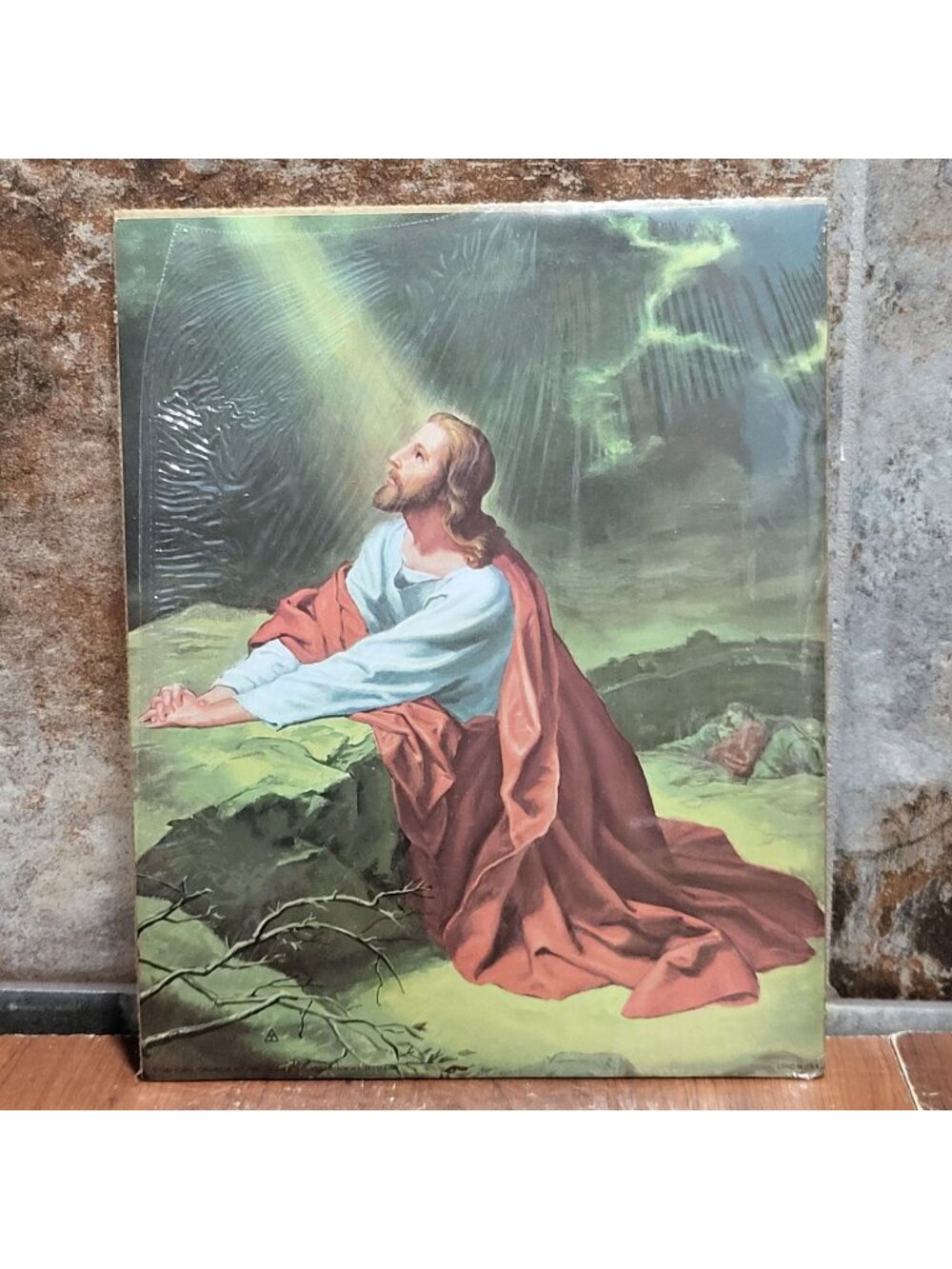 Vintage Unframed Jesus Praying Garden Gethsemane Art Print 1985 Wall Decor